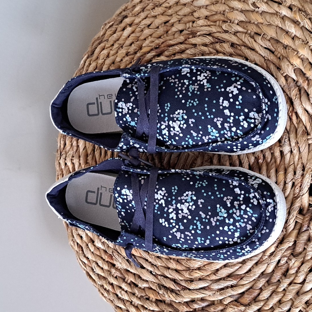 Hey Dude Womens Wendy Navy‎ Print Canvas Athleisure/Casual Loafers 7 - Picture 4 of 9